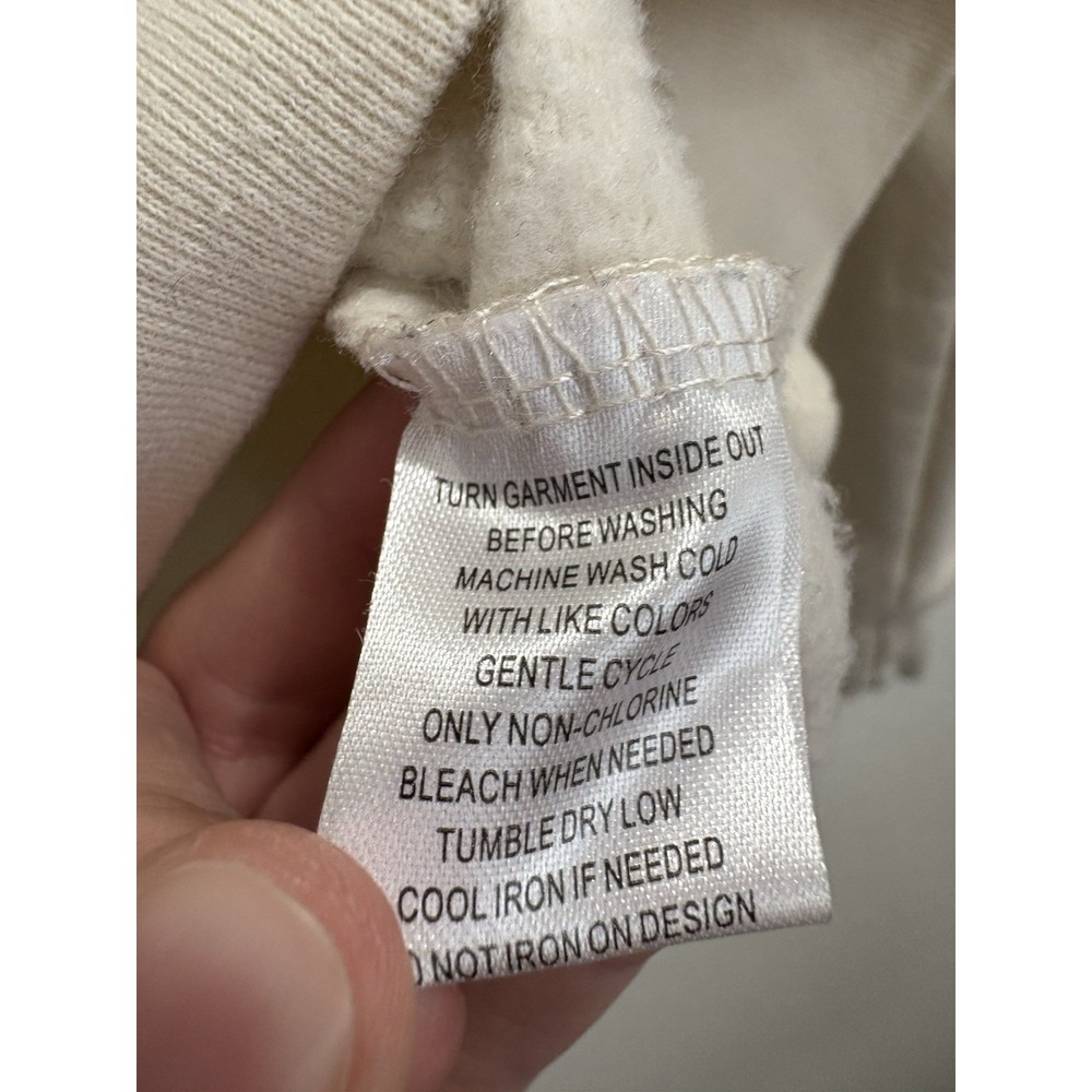DISNEY WINNIE the POOH EEYORE Tufted Graphic Crew Sweatshirt Cream Size Medium - Picture 4 of 7